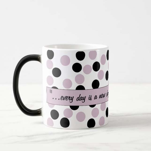 Pastel Rosa och svart Polka dots Beverage mugg (Vänster)