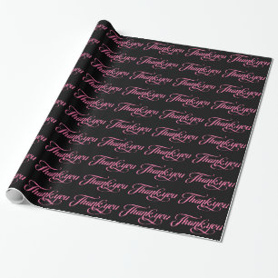 Pastel Rosa och svart Tack Mönster Presentpapper