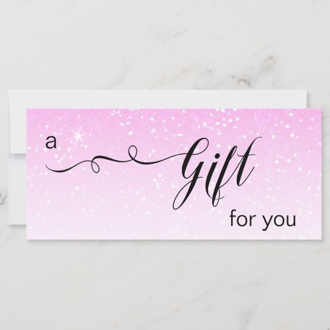*~* Pastel Rosa Ombre Glitter Trendig Gift Card (Framsida)