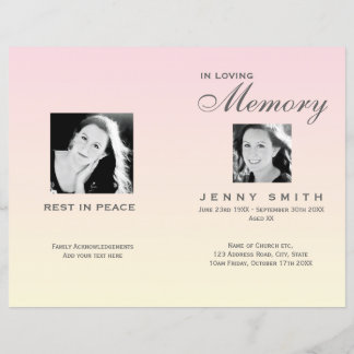 Pastel Rosa Ombré Order of Service Funeral Program