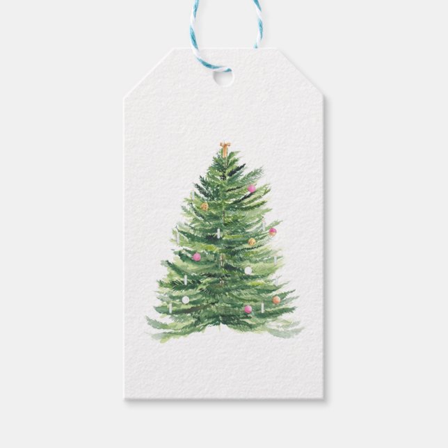 Pastel Rosa Ornaments Lökar Julgran Presentetikett (Framsidan)