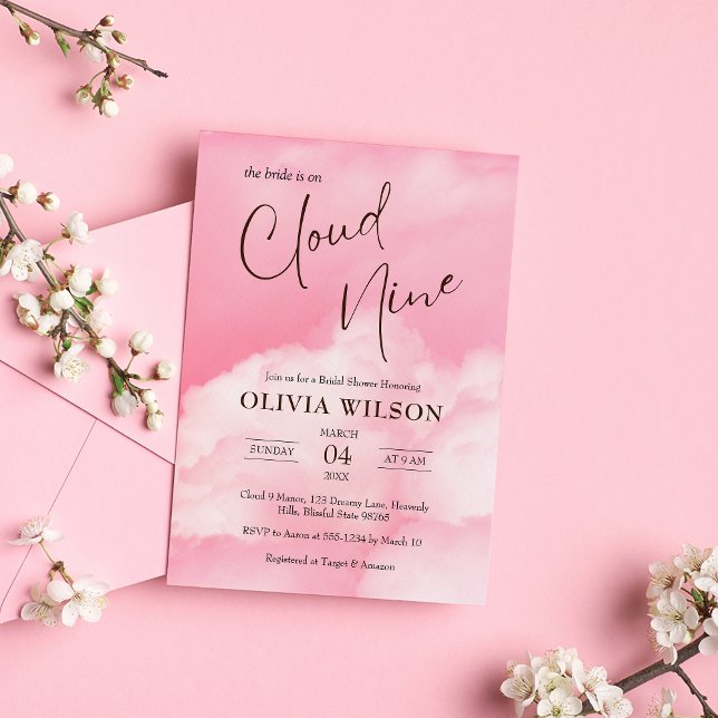 Pastel Rosa på Cloud 9-Möhippa Inbjudningar (Skapare uppladdad)