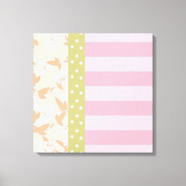 Pastel Rosa Peach Tan Girly Blommigt Wall Art Canvastryck (Framsida)