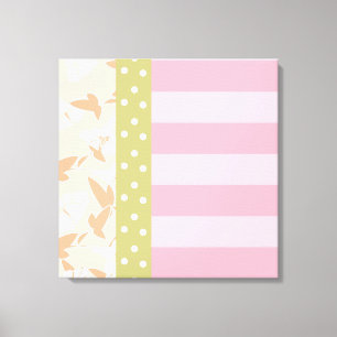 Pastel Rosa Peach Tan Girly Blommigt Wall Art Canvastryck