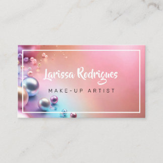 Pastel rosa pearl shiny make-up artist visitkort