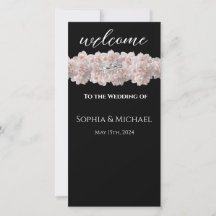 Pastel Rosa Peony-Bröllop Ringar-Bröllopsprogram-