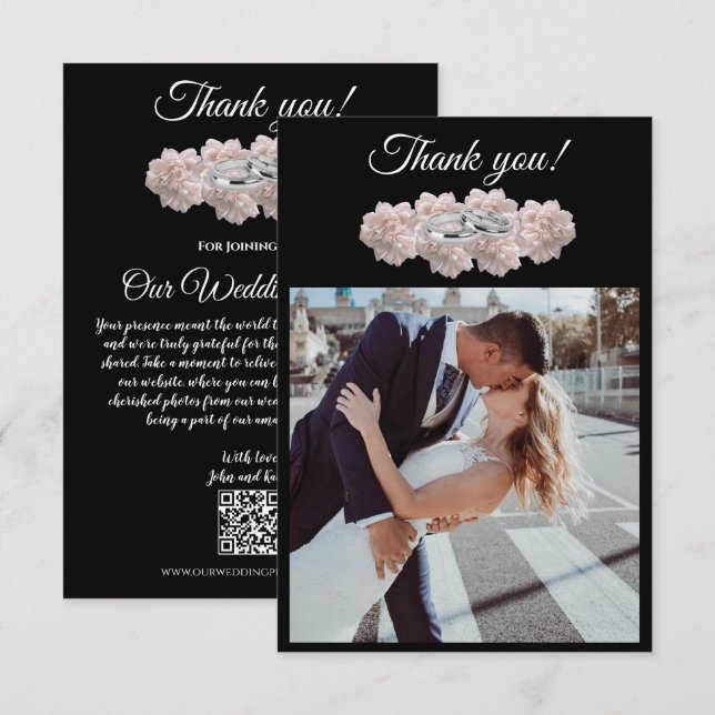 Pastel Rosa Peony-Photo Bröllop- Tack Kort (Fram/baksida)