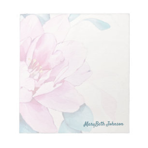 Pastel Rosa Peony Watercolor, Feminine Blommigt Anteckningsblock