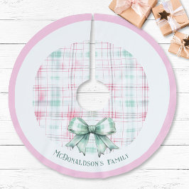 Pastel Rosa Personlig Namn Vintage jul jul Julgransmatta Borstad Polyester