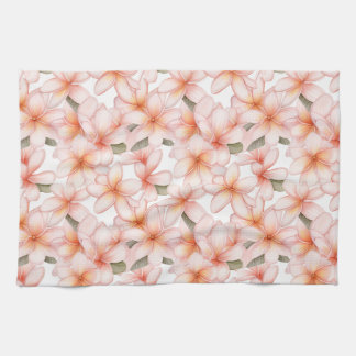 Pastel Rosa Plumeria Frangipani Blommigt Patterned Kökshandduk