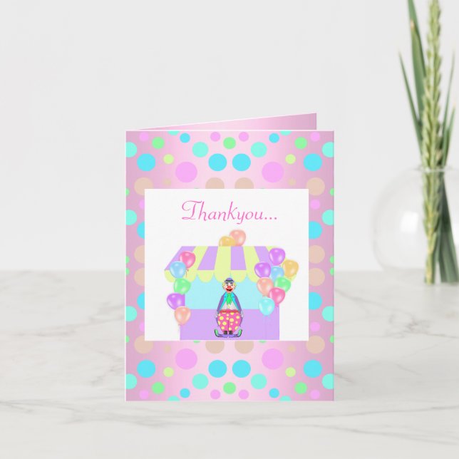 PASTEL ROSA POLKA DOT CIRCUS TACK DU CARD KORT (Framsida)