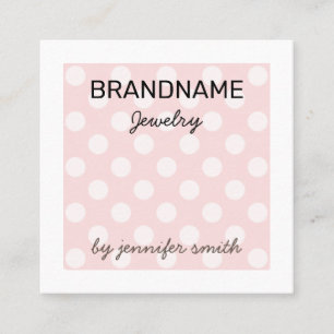 Pastel Rosa Polka dots Handmade Jewelry Visning Fyrkantigt Visitkort