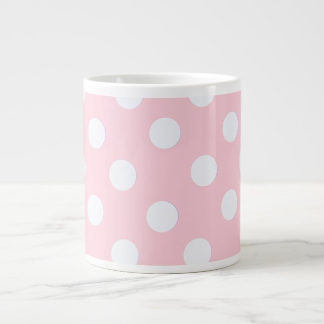 Pastel Rosa polka dots Jumbo Mugg (Framsidan)