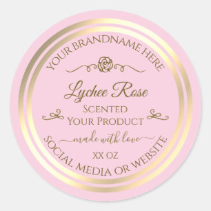 Pastel Rosa Product Label Guld Ram Vintage Ro Runt Klistermärke