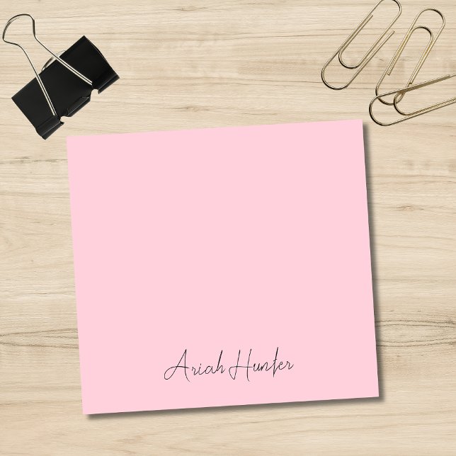 Pastel Rosa Professionell Minimalist Black Script Post-it Block (Skapare uppladdad)
