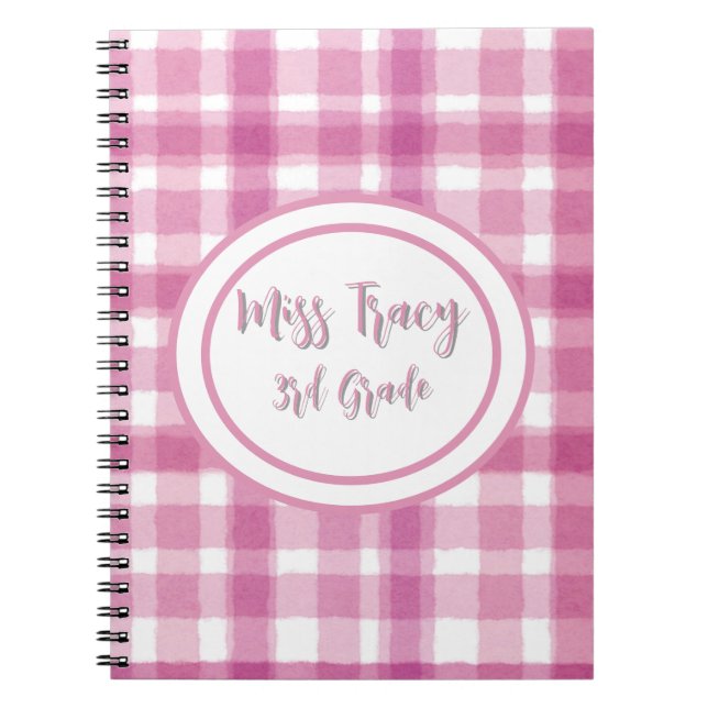Pastel Rosa Psted Anpassningsbar Notebook Anteckningsbok (Framsidan)
