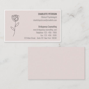 Pastel Rosa Psycholog & Counselor Visitkort