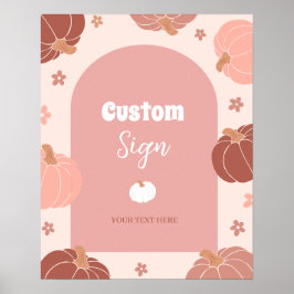 Pastel Rosa Pumpkin First Birthday Anpassningsbar  Poster