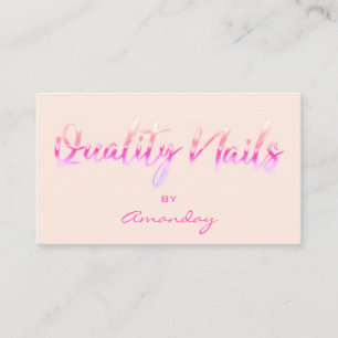 Pastel Rosa Quality Nagel Script QR Code Logotyp Visitkort