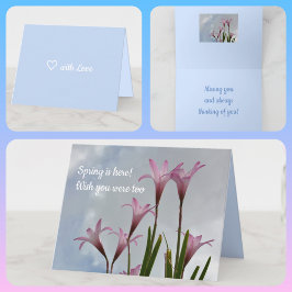 Pastel Rosa Rain Lilies Springtime Blommigt Card Kort