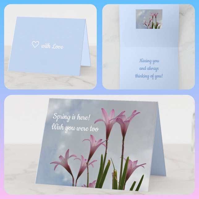 Pastel Rosa Rain Lilies Springtime Blommigt Card Kort (Skapare uppladdad)