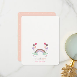 Pastel Rosa Rainbow and Balloons Girl Baby Shower Tack Kort