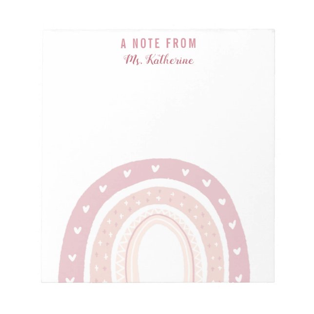 Pastel Rosa Rainbow Boho Anteckningsblock (Framsida)