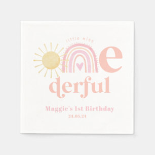 Pastel Rosa Rainbow Little Miss ONEderful Birthday Pappersservett