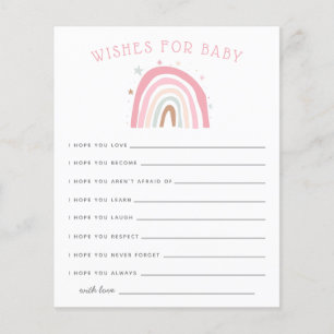 Pastel Rosa Rainbow Shower Önskemål för Baby-kort