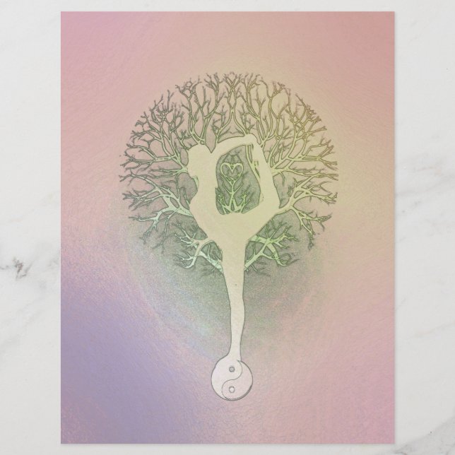 Pastel Rosa Rainbow Yoga Träd Reklamblad (Framsidan)