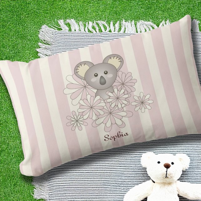 Pastel Rosa Rand Baby Koala Bear Kids Girl Utomhuskudde (Skapare uppladdad)