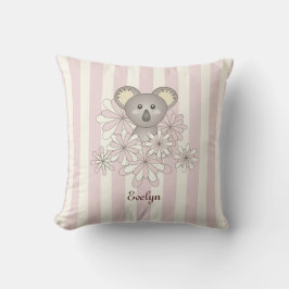 Pastel Rosa Rand Cute Baby Koala Bear Girl Utomhuskudde