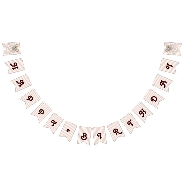 Pastel Rosa Rand Cute Baby Koala Girl Birthday Vimplar (Alla)