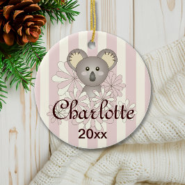 Pastel Rosa Rand Cute Baby Koala Girl jul jul jul Julgransprydnad Keramik
