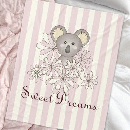 Pastel Rosa Rand Cute Baby Koala Girls Kids Fleecefilt