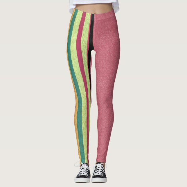 Pastel Rosa & Rand Leggings (Framsida)
