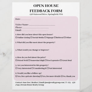 Pastel Rosa Real Gods Open House Feedback Formulär Reklamblad