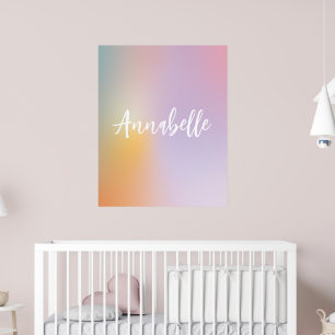 Pastel rosa regnbåge, enkelt skript med monogram poster