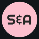 Pastel Rosa Retro Monogrammed Bröllop Runt Klistermärke<br><div class="desc">Njut av denna moderna elegans med den här roligten med en färgad som rymmer klassiskt typsnitt och en vacker palett från färg.</div>