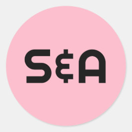 Pastel Rosa Retro Monogrammed Bröllop Runt Klistermärke