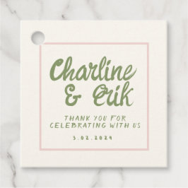 Pastel Rosa Retro Wedding Favor-Märkre Gåvor Etiketter