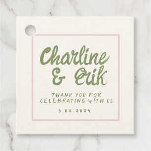 Pastel Rosa Retro Wedding Favor-Märkre Gåvor Etiketter