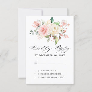 Pastel Rosa  Ro Blommigt Botaniska Bröllop OSA Kort