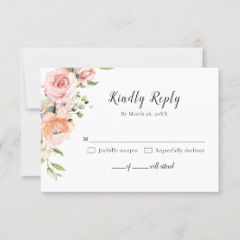 Pastel Rosa Ro Blommigt Botaniska Bröllop OSA Kort