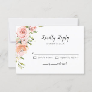 Pastel Rosa  Ro Blommigt Botaniska Bröllop OSA Kort