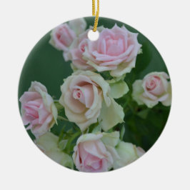 Pastel rosa ro julgransprydnad keramik