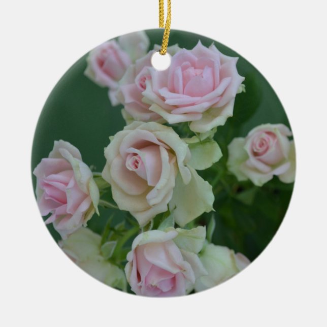 Pastel rosa ro julgransprydnad keramik (Framsidan)