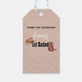 Pastel Rosa Rodeo Western Cowgirl 1st Birthday Presentetikett