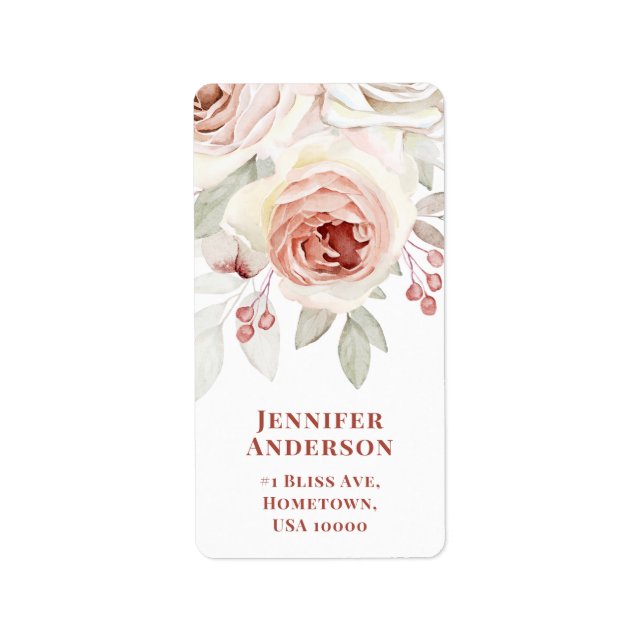 Pastel Rosa Romantic Ro på Vita Bröllop Adressetikett (Framsidan)