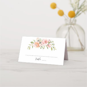 Pastel Rosa ros Blommigts Modern Botaniska Bröllop Placeringskort
